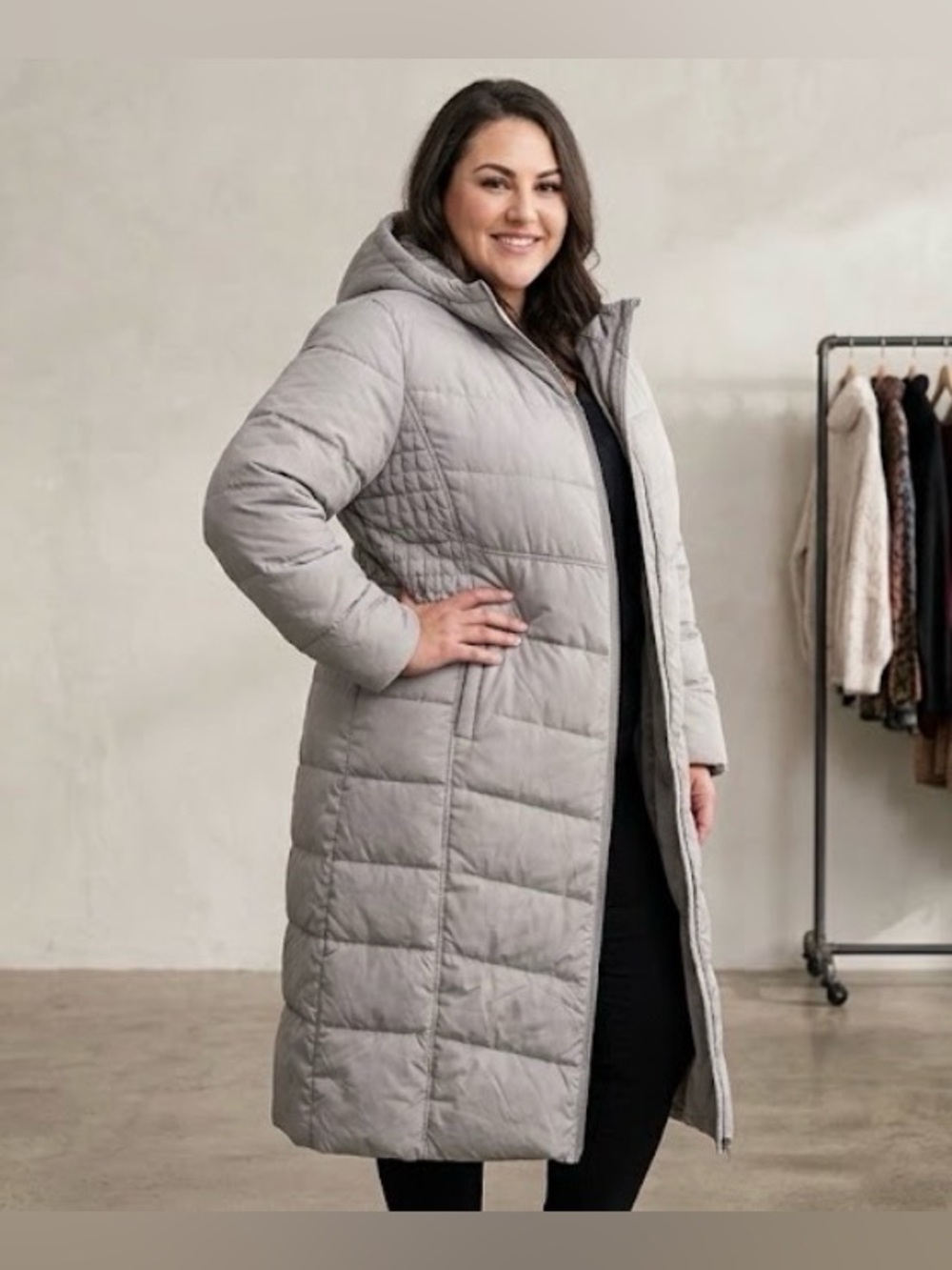 NWT Torrid 3X Grey Nylon Maxi Fit & Flare Longline Puffer Parka Winter Coat Long